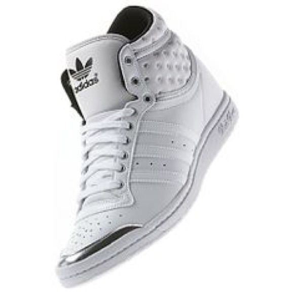 adidas Shoes - CCO Adidas high sleek up shoes white & Silver 8