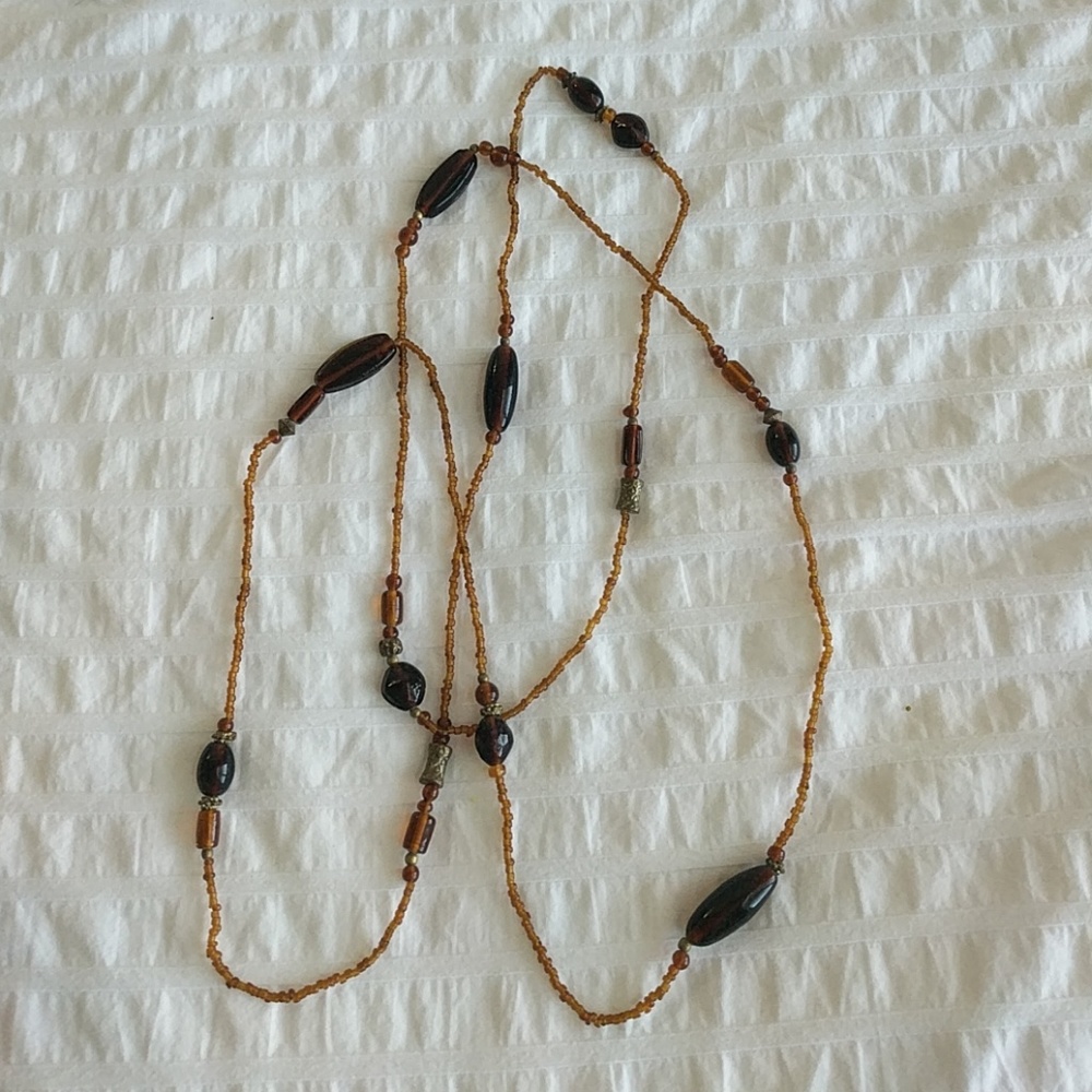 Brass and Brown bead layering necklace