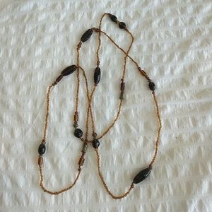 Brass and Brown bead layering necklace