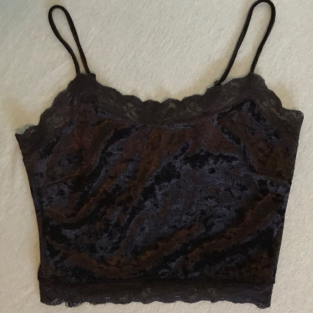 Black Velvet Lace Crop Top