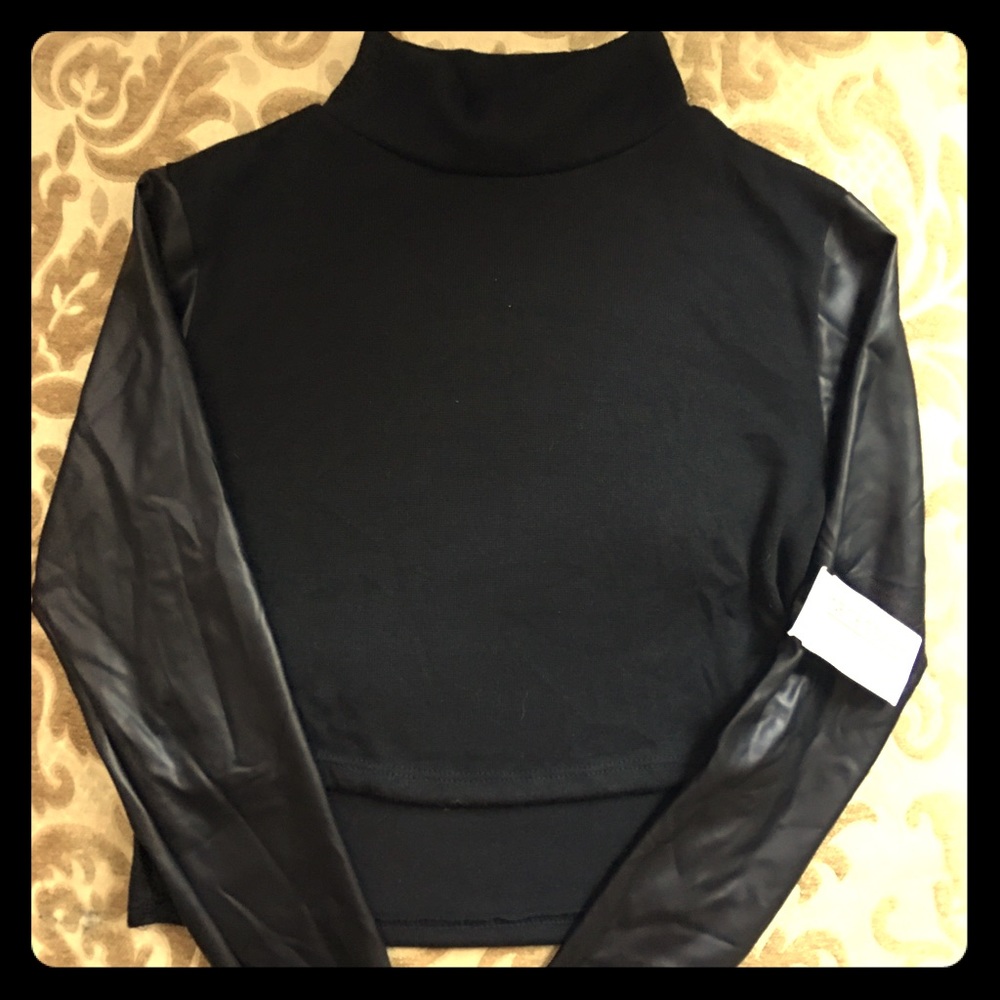 Vegan Leather Long Sleeve crop top