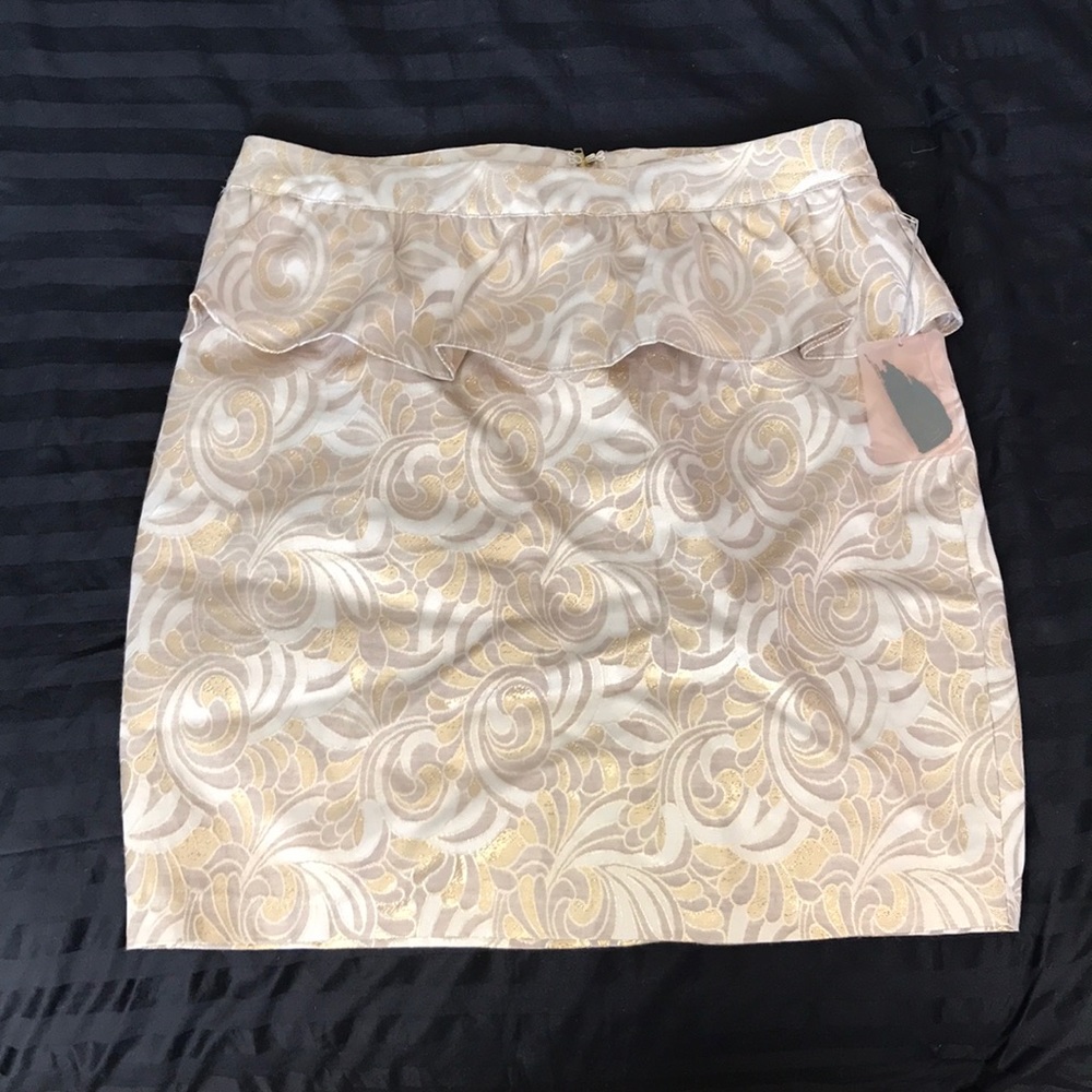 Gold Metallic Peplum Skirt