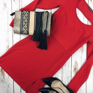 NWOT Red Body Con Dress With Front Slit