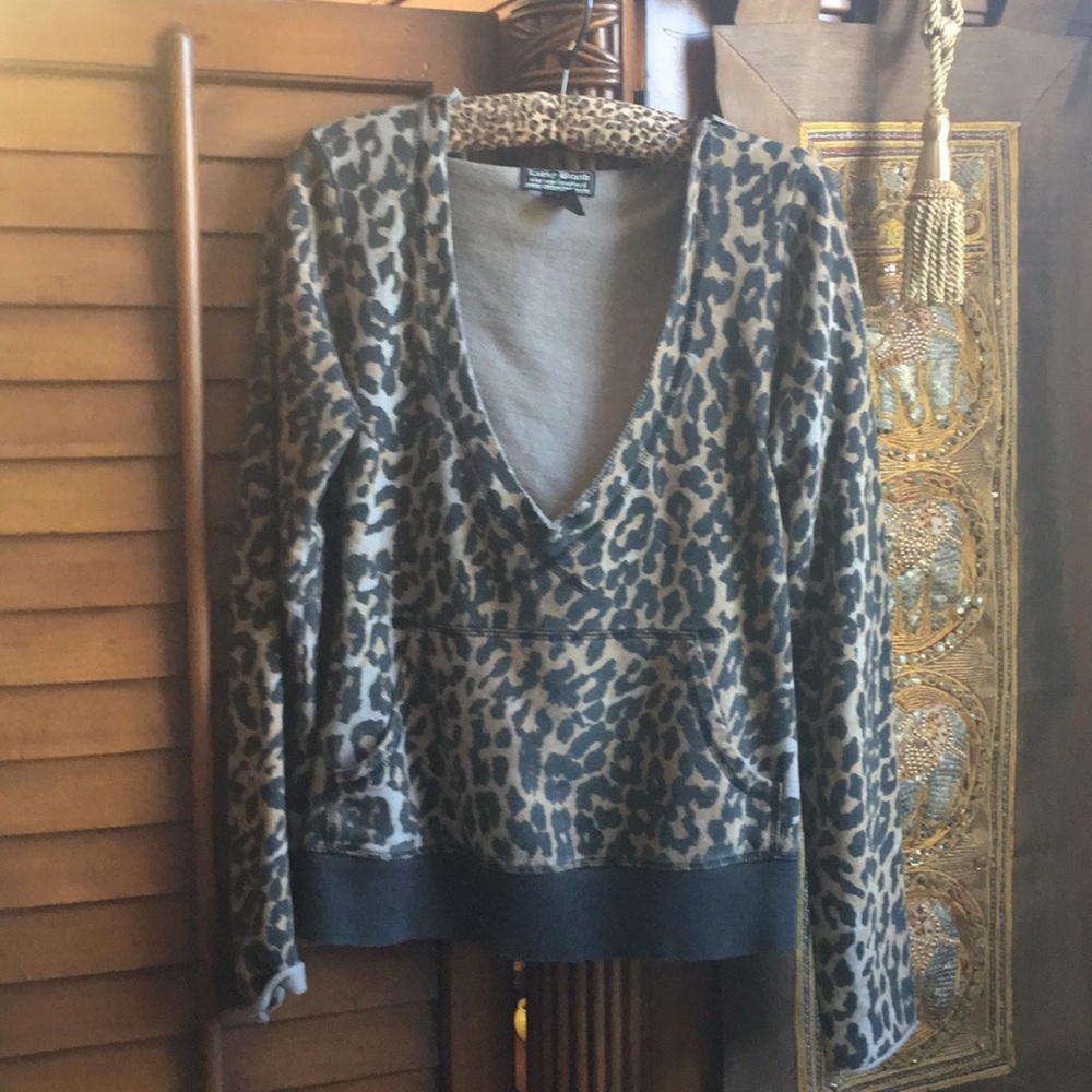 Women's leopard print 100% cotton hoody top