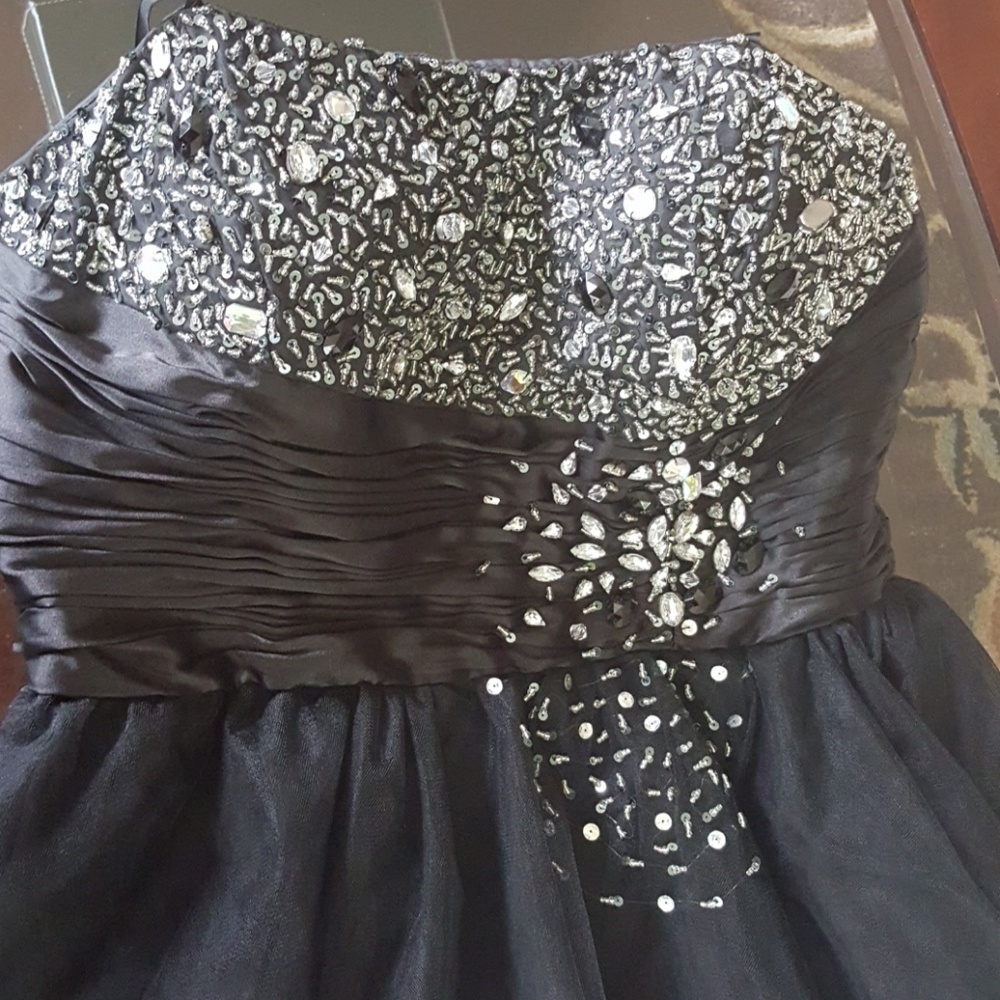 Embellished Strapless Short Black Homecoming Dress