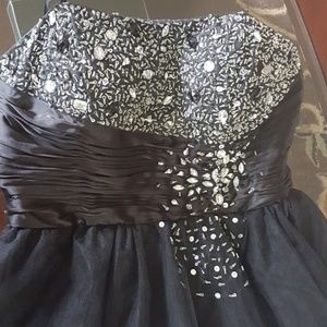 Embellished Strapless Short Black Homecoming Dress