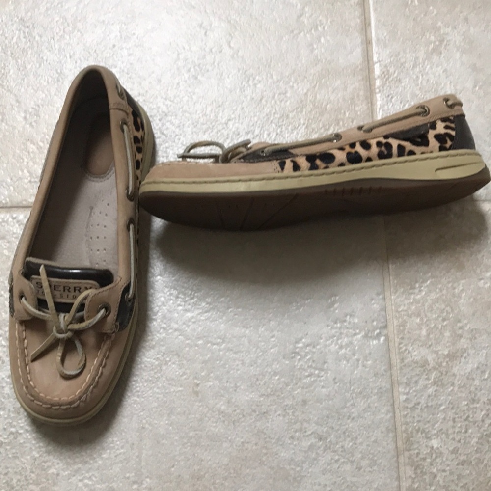 SPERRY Top-Siders light tan/cheetah/brown patent
