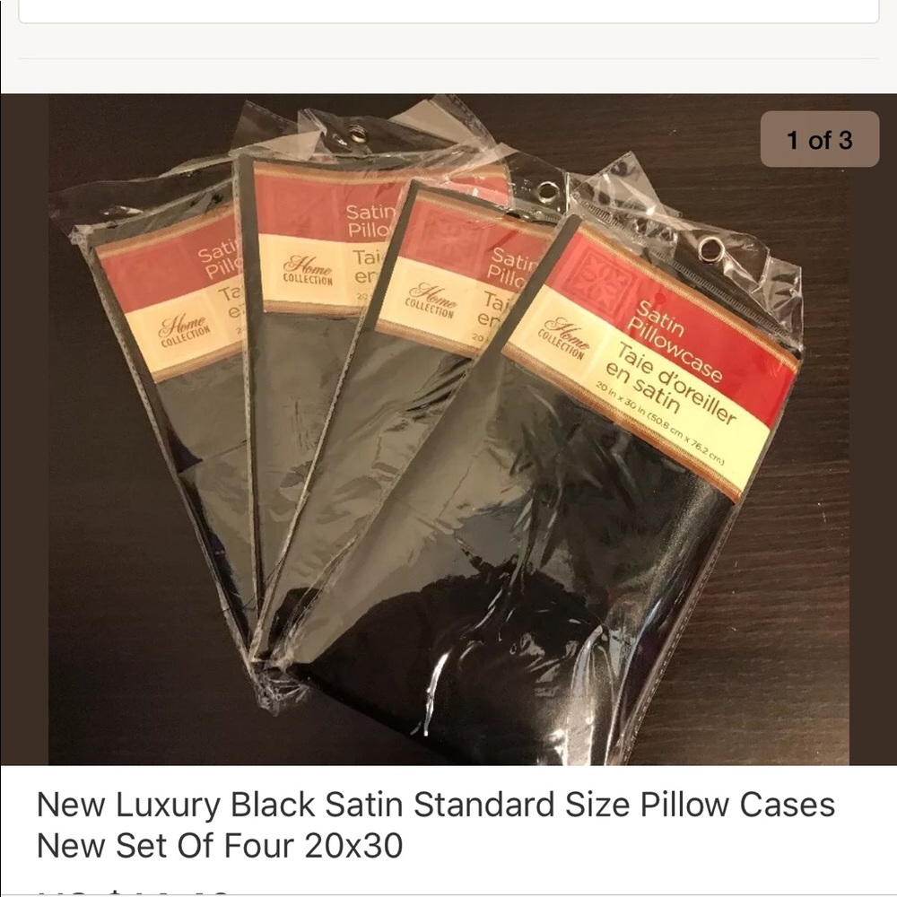 4 Luxury Satin Plush Black New 20x30 Pillowcases