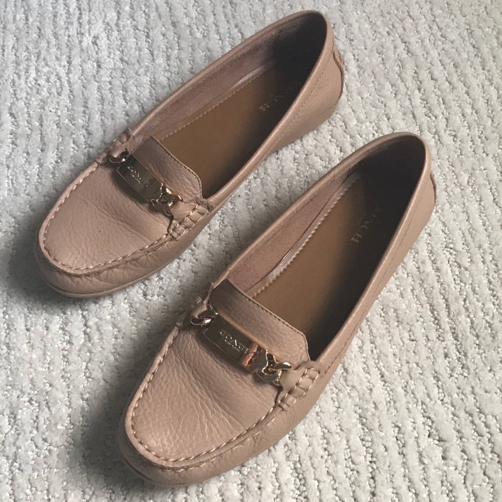 {Coach} Nude Leather Loafers