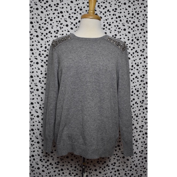 J. Crew Cashmere Blend Rhinestone Sweater Large - Picture 3 of 7