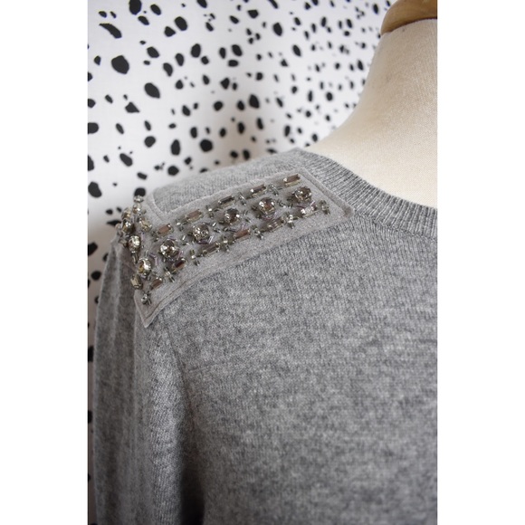 J. Crew Cashmere Blend Rhinestone Sweater Large - Picture 4 of 7