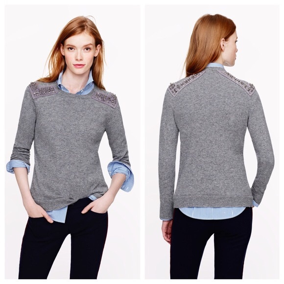 J. Crew Sweaters - J. Crew Cashmere Blend Rhinestone Sweater Large