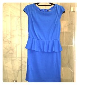 Express Brilliant Blue Peplum Shift Dress Size 6