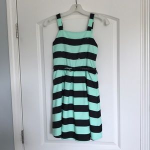 Justice mint green and black striped dress