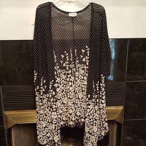 Sheer Black & Cream  Fringed Komono Cardigan
