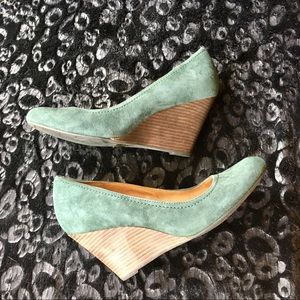 Turquoise Suede Wedges