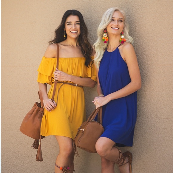 Off Shoulder Ruffle Golden Midi Dress - Picture 3 of 3