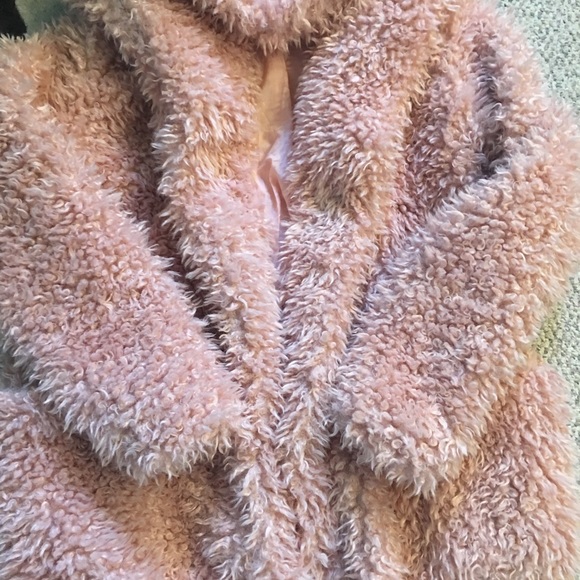 Vintage Style Shaggy Coat with Hood- DUSTY PINK - Picture 8 of 8