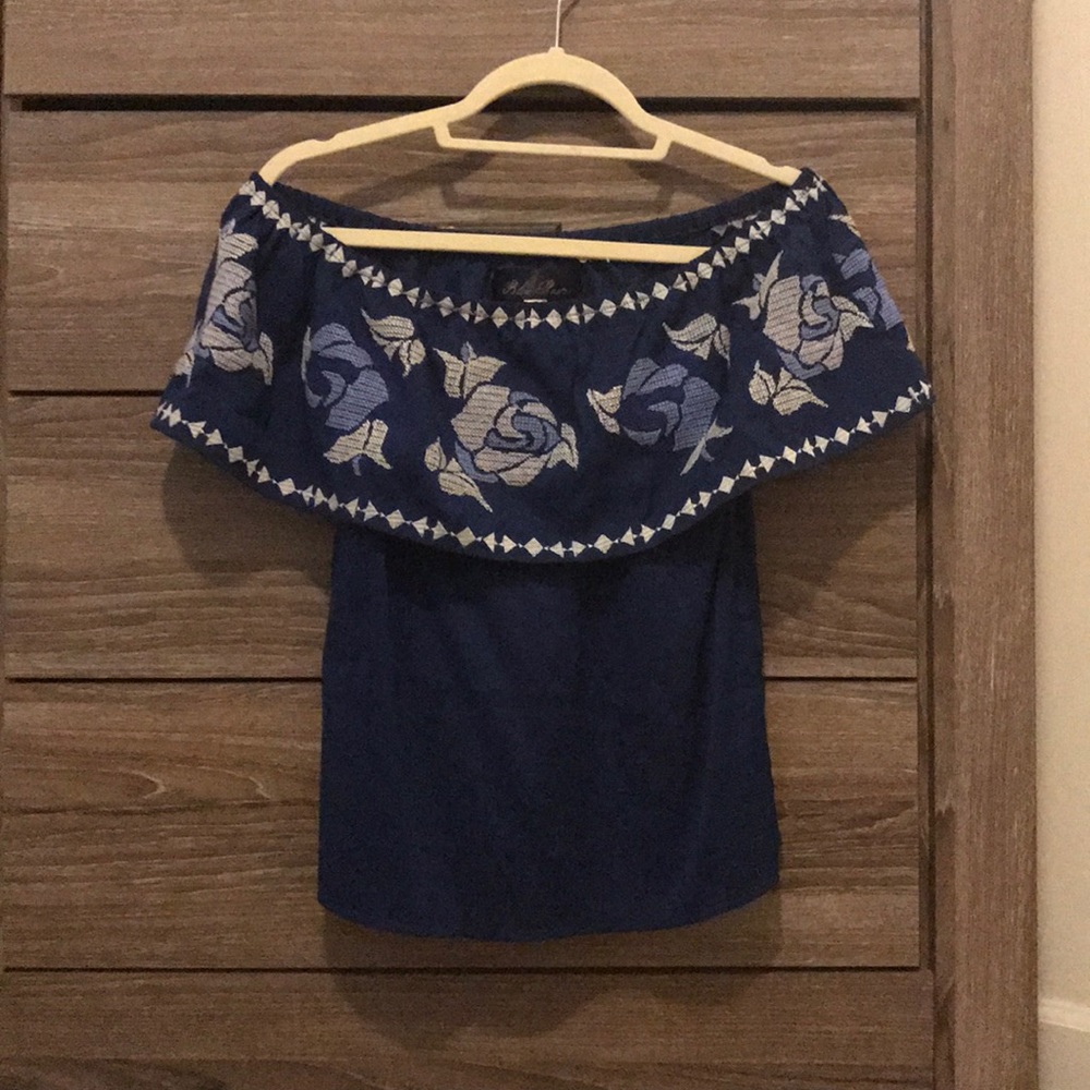 Blue off the shoulder top