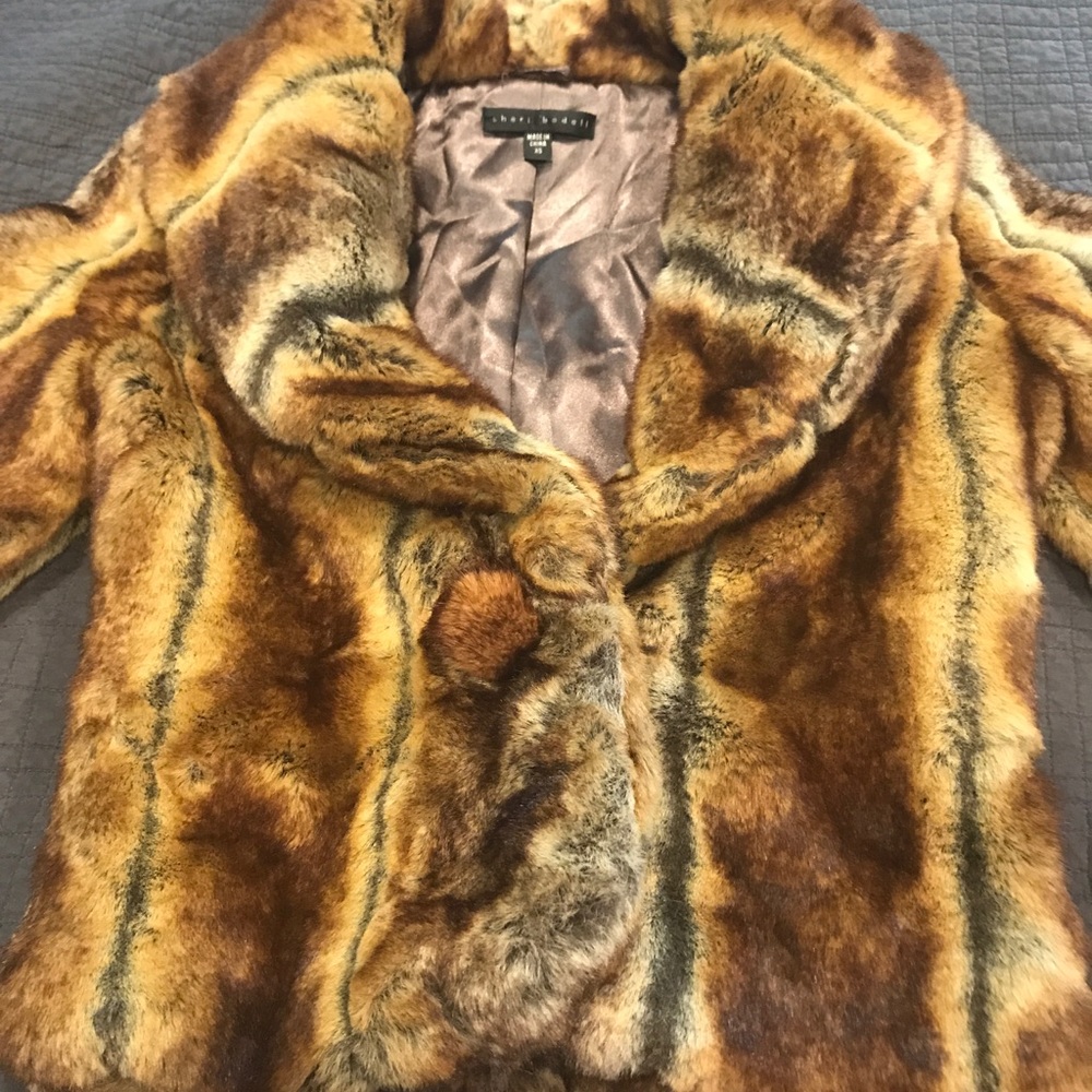 Faux Fur Sheri Bodell Coat XS New