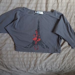 Eiffel tower quarter sleeve crop top