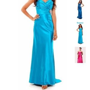Sweetheart Turquoise Long, Satin gown