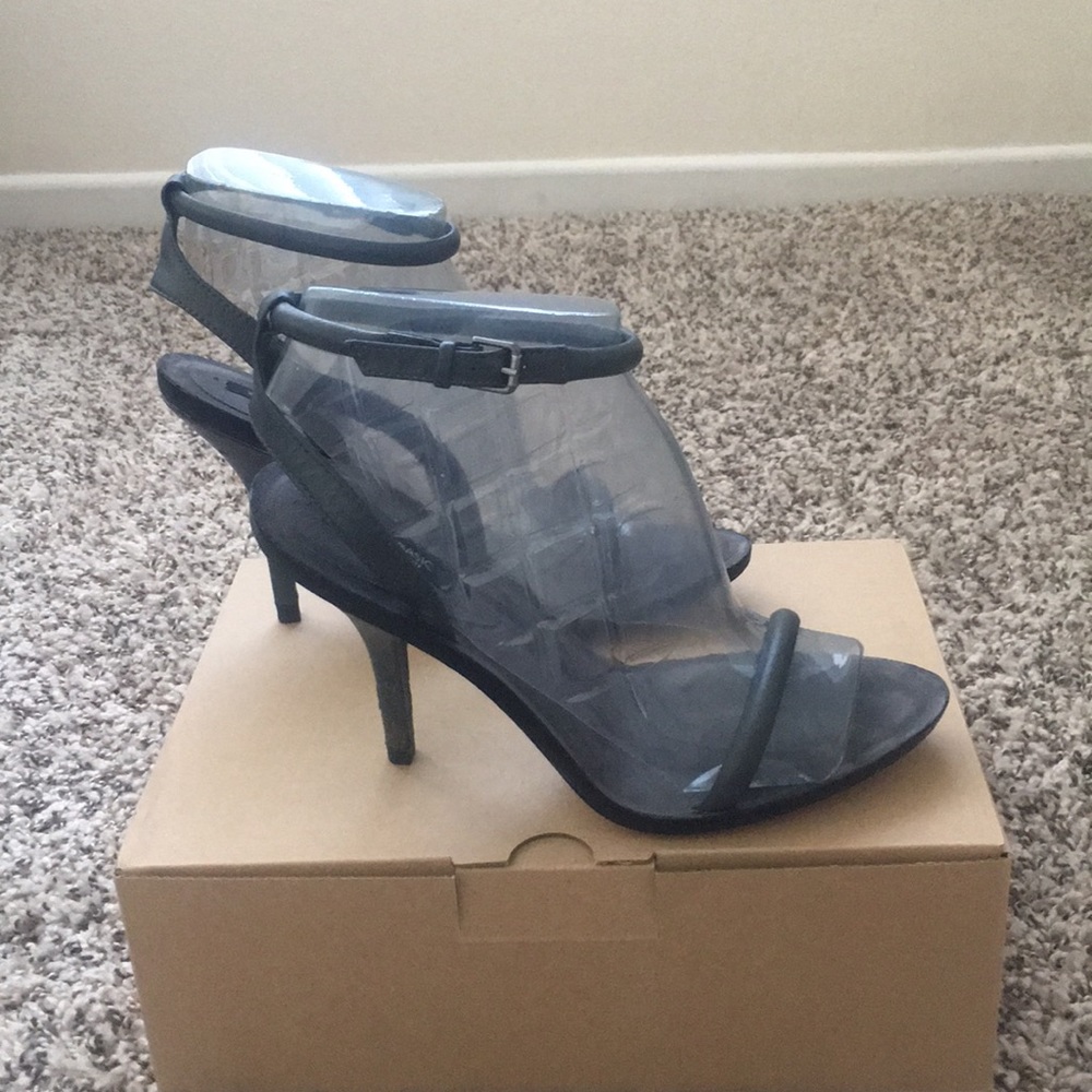 Zara Basic - Grey Leather High Heel Sandal