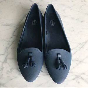 Navy Women's CROCS Flats with Tassel