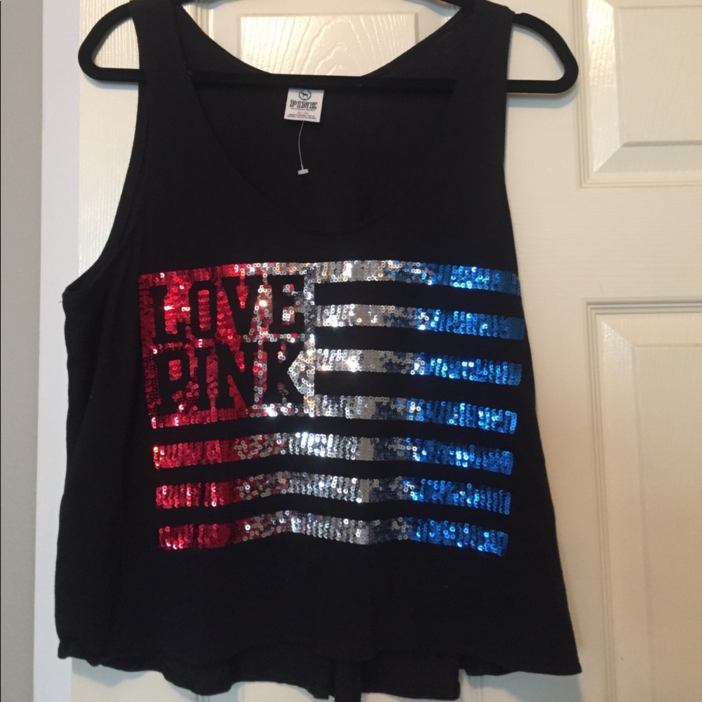 VS Pink Sequined American flag