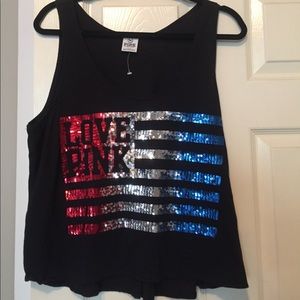 VS Pink Sequined American flag
