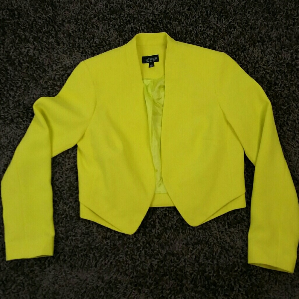 Neon Yellow TopShop crop Blazer sz US 4
