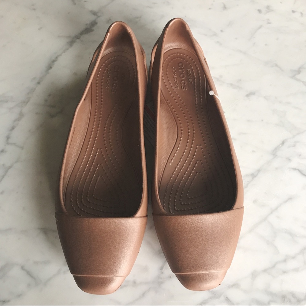 Camel CROCS Flats