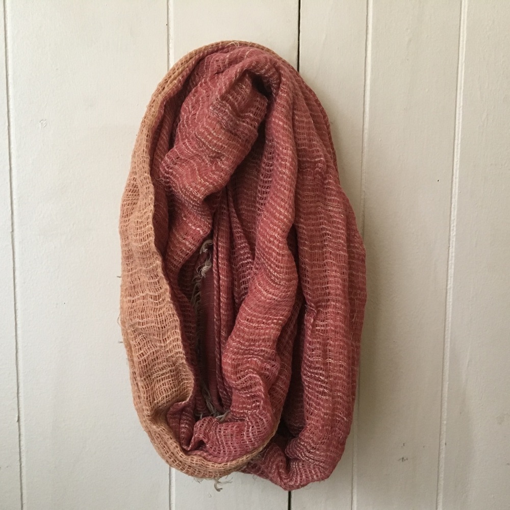 Pink and orange infinity scarf