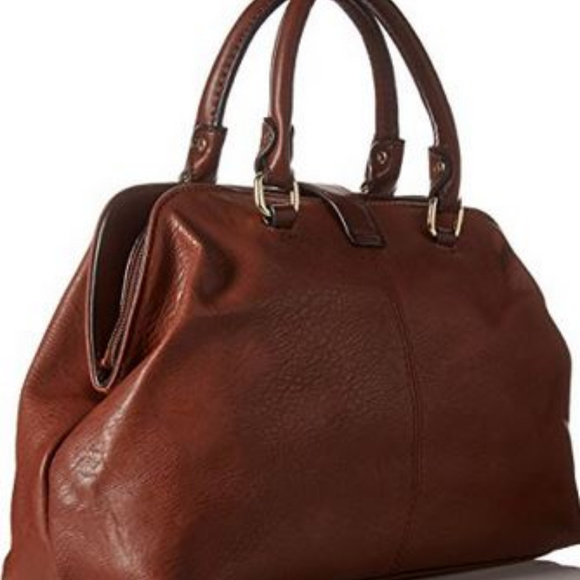 MG Collection Structure Studded Satchel Bag, Brown - Picture 3 of 5