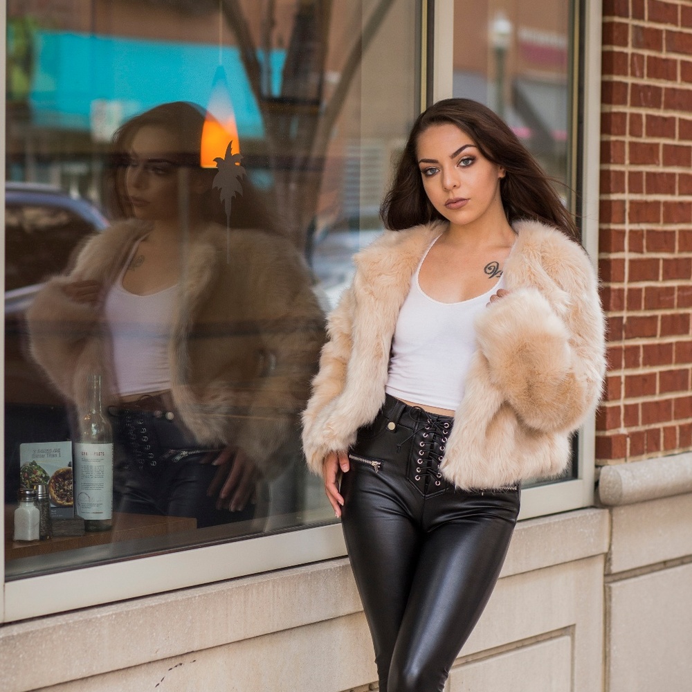 Cream Faux Fur Cropped Coat - Picture 1 of 6