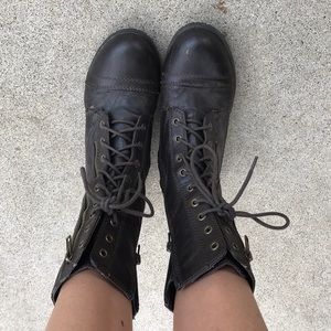 Dark brown military boots