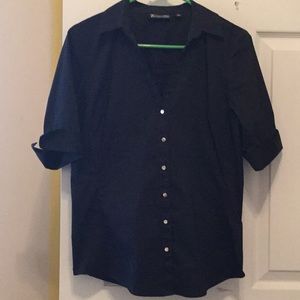 New York &Co med classic black button down top