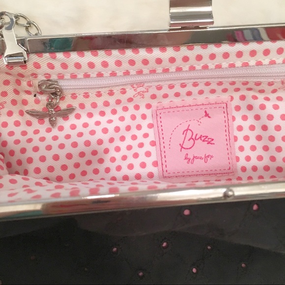 Buzz by Jane Fox Black Eyelet Frame Clutch - Picture 4 of 5