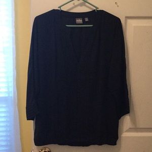 New York &Co med black gathered waist band top