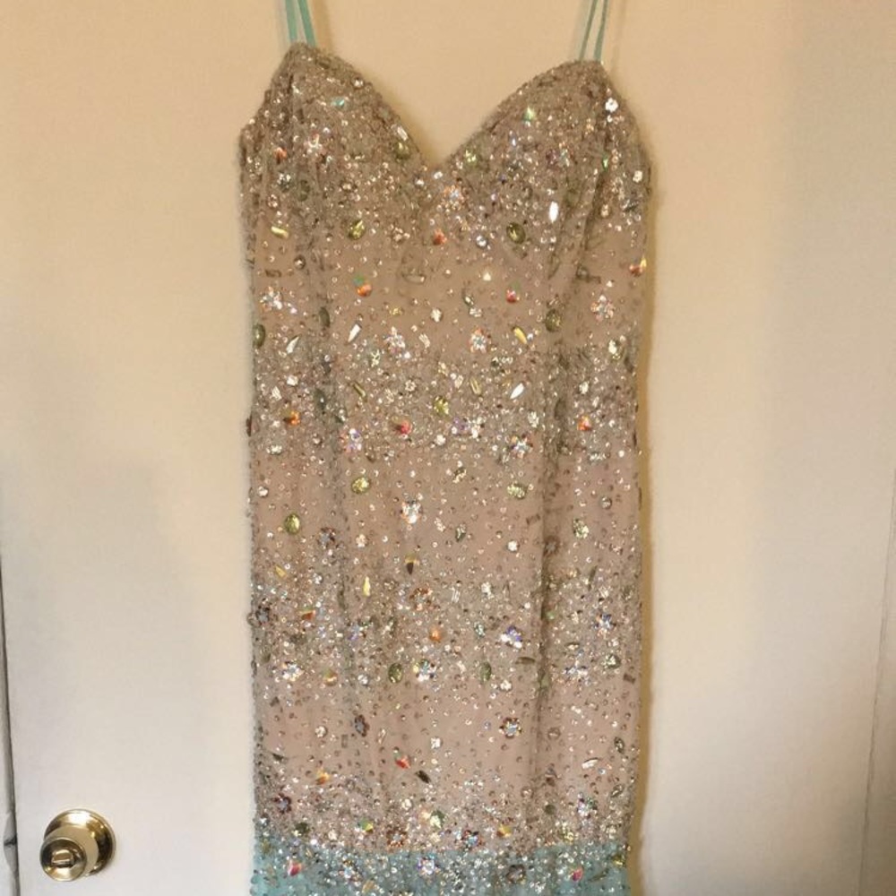 Teal and Tan Prom dress