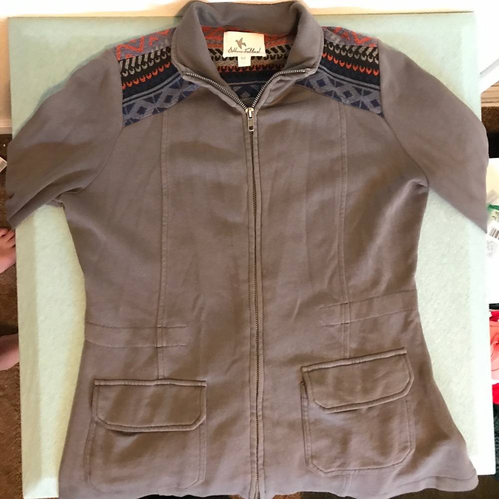 Tribal Print Sweater Zip Up