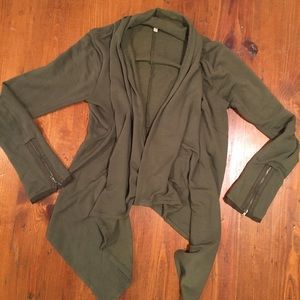 Olive Anthropologie wrap sweater