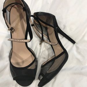NWOT black mesh heels