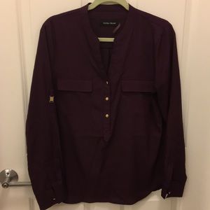 Ivanka Trump plum roll-tab sleeve top