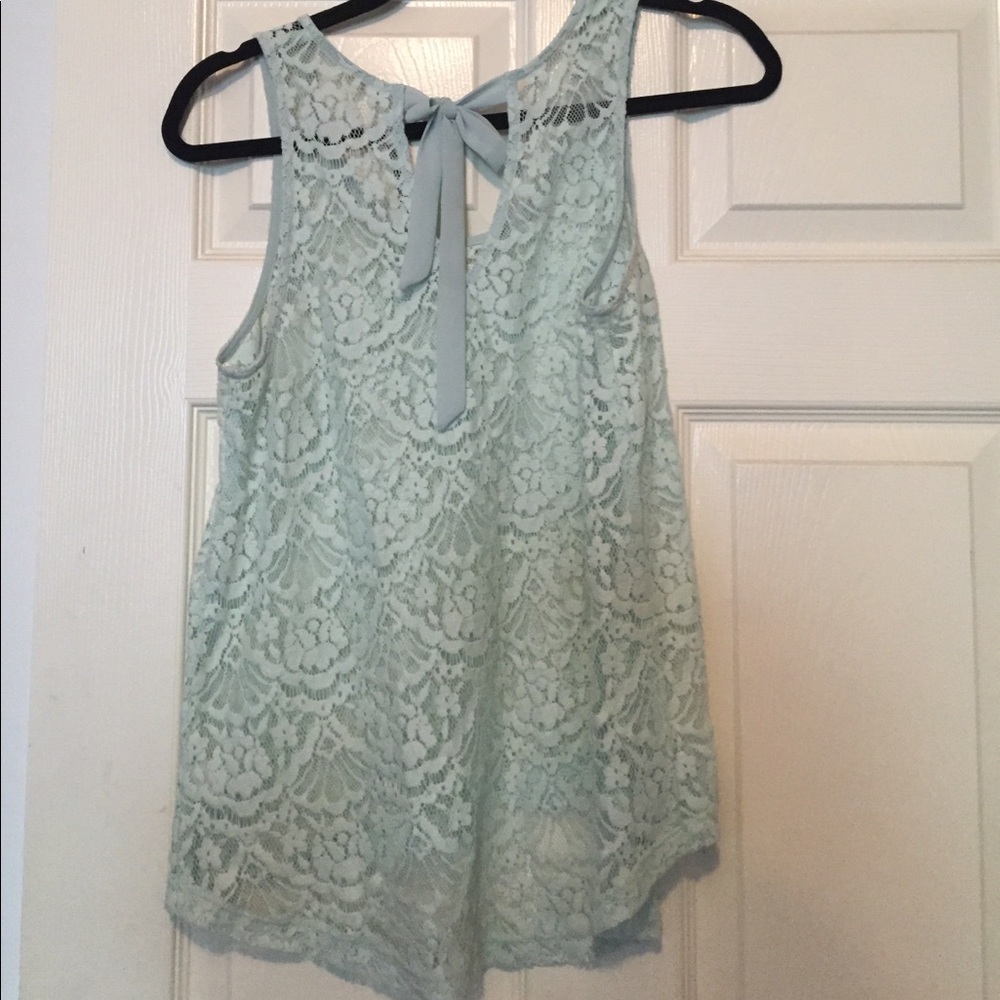 Chloe K. Mint Green Lace Blouse