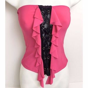 Agaci Corset Hot Pink Forever 21 Tank Tube Top Sm