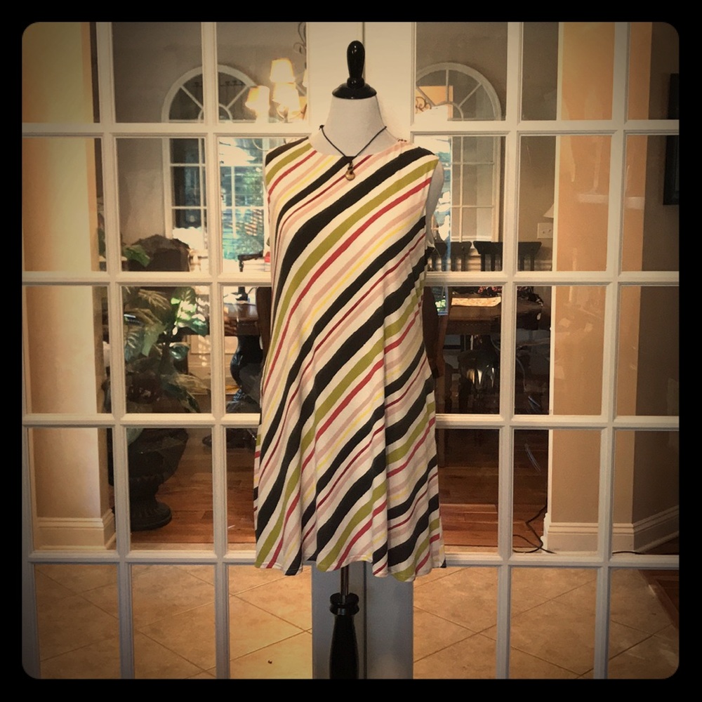 Nine West Olive Striped Midi w POCKETS - Picture 3 of 8