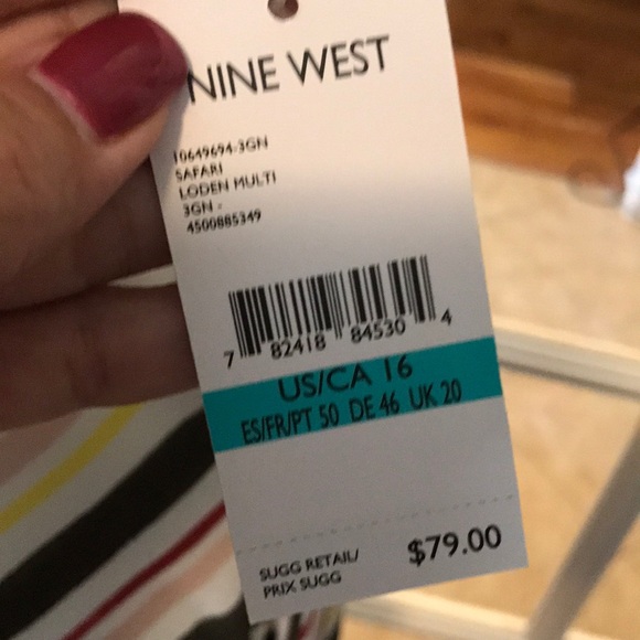 Nine West Olive Striped Midi w POCKETS - Picture 4 of 8