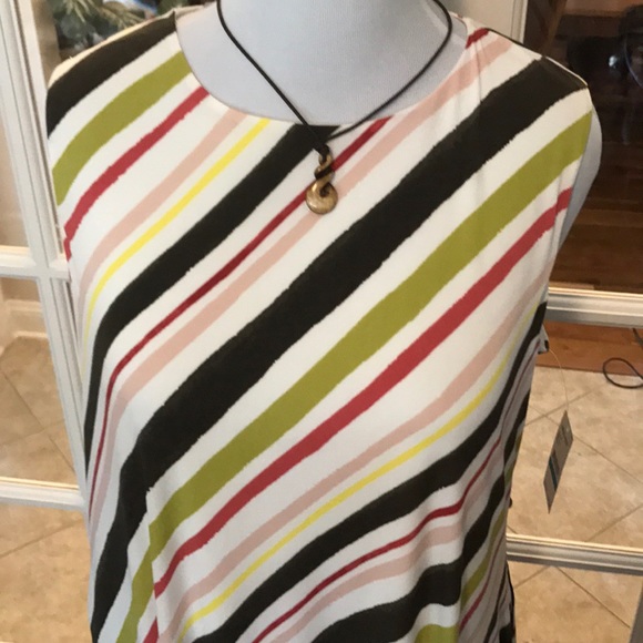 Nine West Olive Striped Midi w POCKETS - Picture 2 of 8
