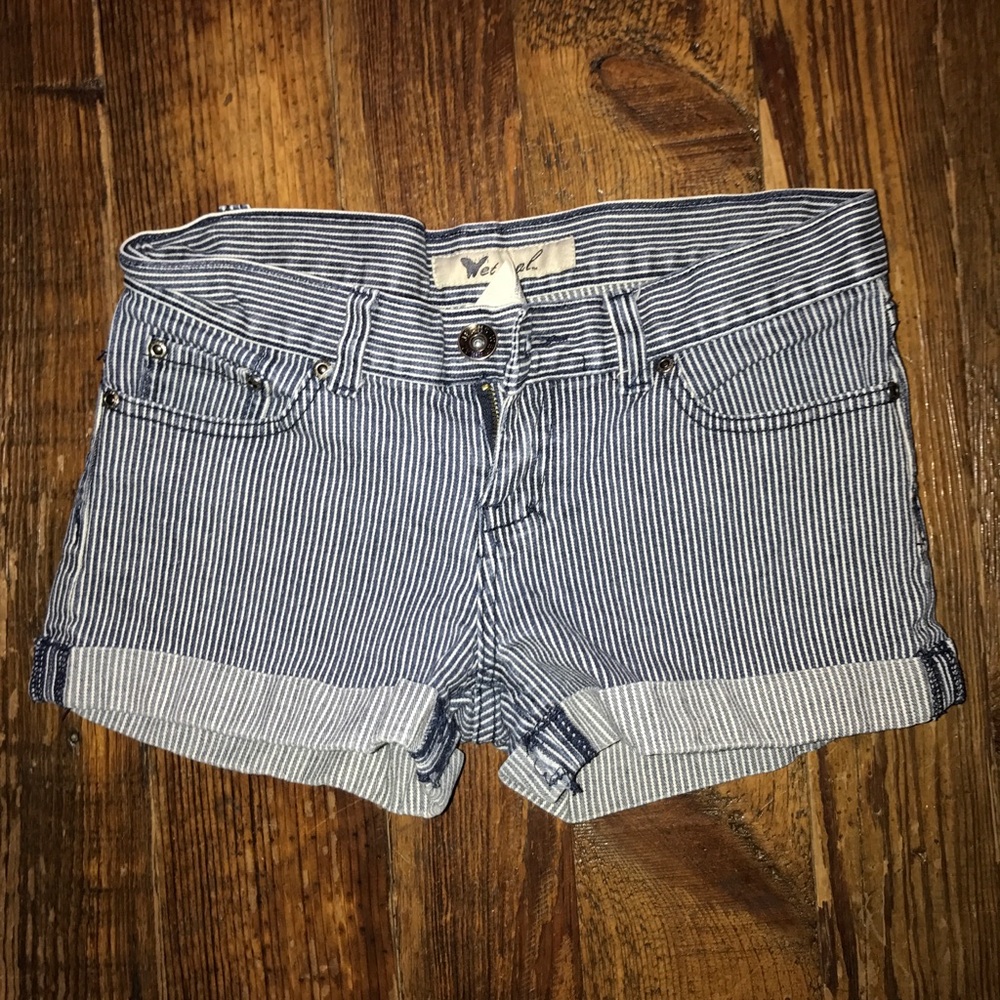Striped Denim Shorts